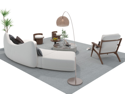Fabric sofa set 06 3D Model