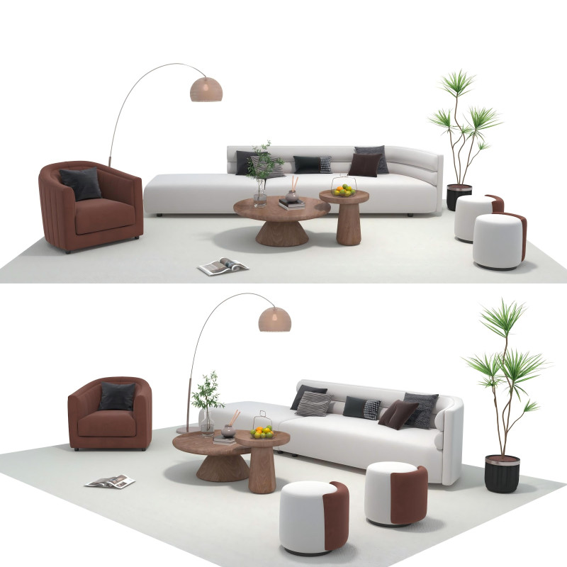 Fabric sofa set 07 3D Model .c4d .max .obj .3ds .fbx .stl .blend 