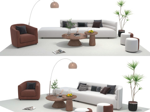 Set divani in tessuto 07 Modello 3D