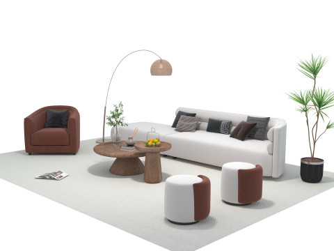 Fabric sofa set 07 3D Model