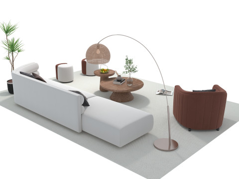 Fabric sofa set 07 3D Model