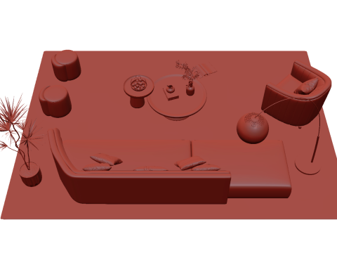 Fabric sofa set 07 3D Model