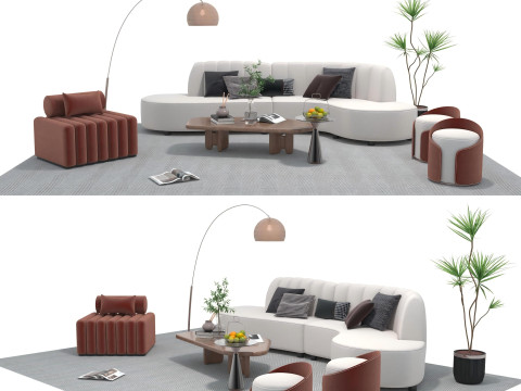 Set divani in tessuto 08 Modello 3D