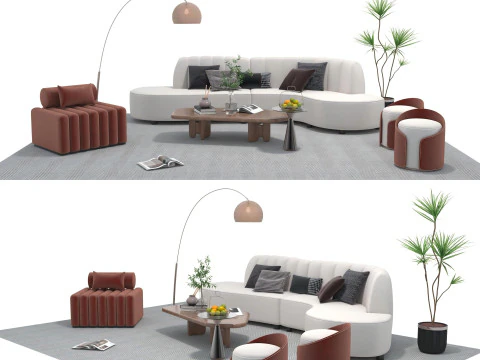 패브릭 소파 세트 08 3D 모델