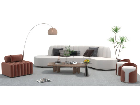 Set divani in tessuto 08 Modello 3D