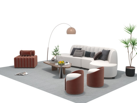 Fabric sofa set 08 3D Model