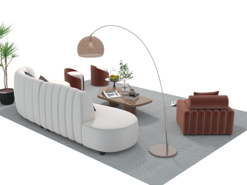 Fabric sofa set 08 3D Model