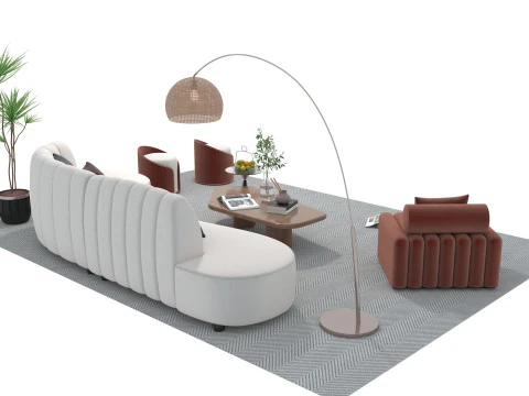 Set divani in tessuto 08 Modello 3D