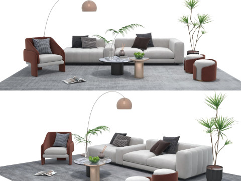 Fabric sofa set 09 3D Model