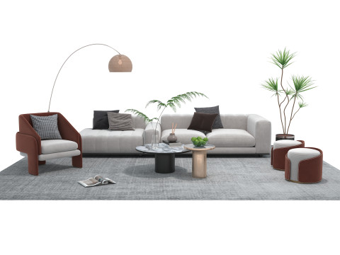 Fabric sofa set 09 3D Model