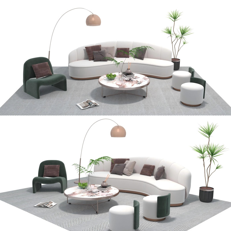 Fabric sofa set 10 3D Model .c4d .max .obj .3ds .fbx .stl .blend 