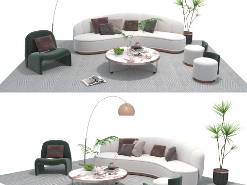 Fabric sofa set 10 3D Model