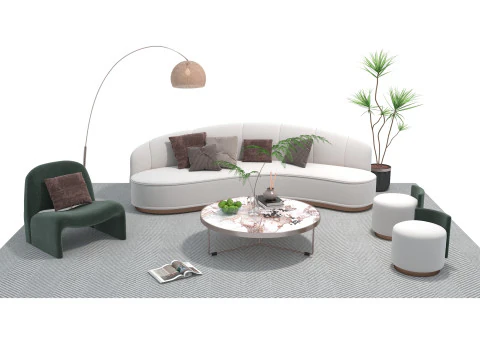 Fabric sofa set 10 3D Model