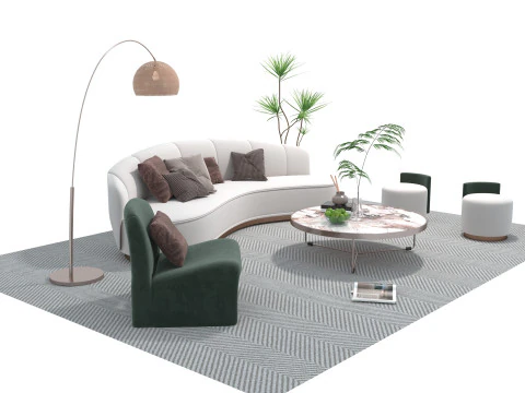 Fabric sofa set 10 3D Model