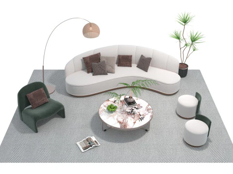 Fabric sofa set 10 3D Model