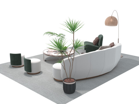 Fabric sofa set 10 3D Model