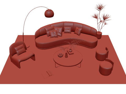 Fabric sofa set 10 3D Model