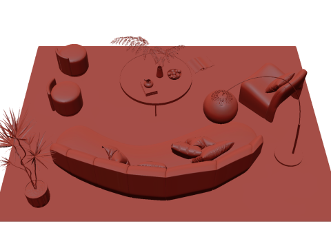 Fabric sofa set 10 3D Model