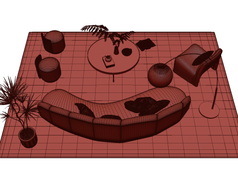 Fabric sofa set 10 3D Model