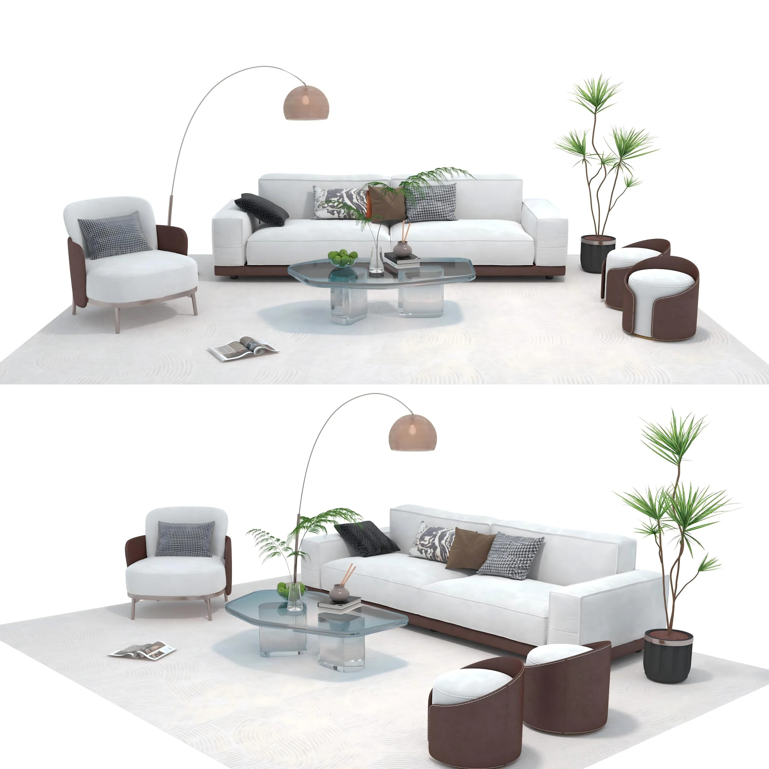 Fabric sofa set 11 3D Model .c4d .max .obj .3ds .fbx .stl .blend