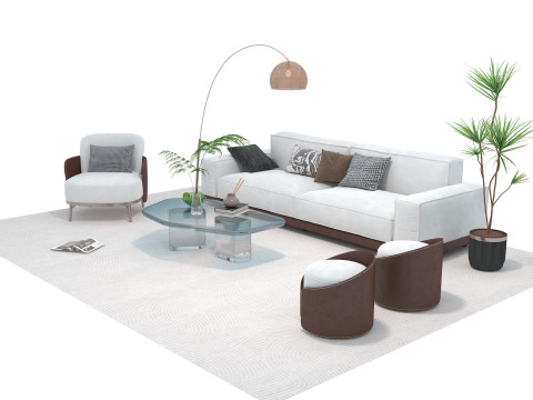 Fabric sofa set 11 3D Model