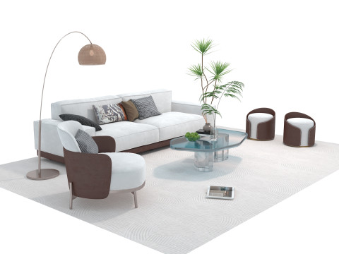 Fabric sofa set 11 3D Model