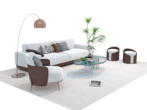 Fabric sofa set 11 3D Model