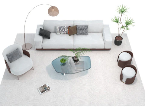 Fabric sofa set 11 3D Model