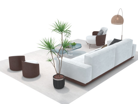 Fabric sofa set 11 3D Model