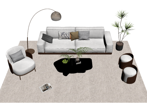 Fabric sofa set 11 3D Model