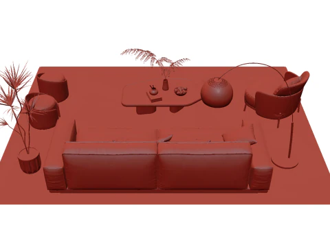 Fabric sofa set 11 3D Model