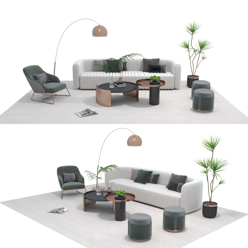Fabric sofa set 12 3D Model .c4d .max .obj .3ds .fbx .stl .blend 
