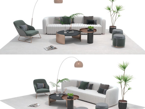 Fabric sofa set 12 3D Model