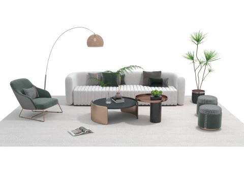 Conjunto de sof&aacute; de tecido 12 Modelo 3D