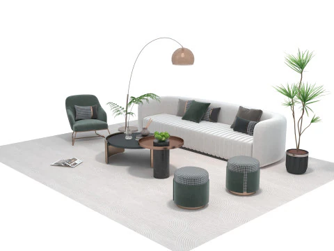 Conjunto de sof&aacute; de tecido 12 Modelo 3D