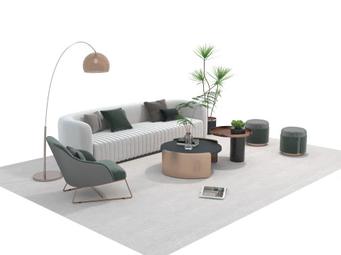 Conjunto de sof&aacute; de tecido 12 Modelo 3D