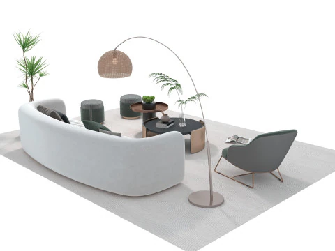 Conjunto de sof&aacute; de tecido 12 Modelo 3D