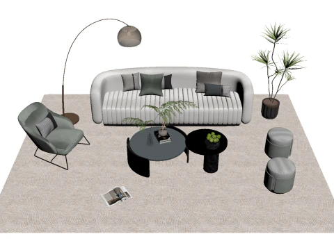 Conjunto de sof&aacute; de tecido 12 Modelo 3D