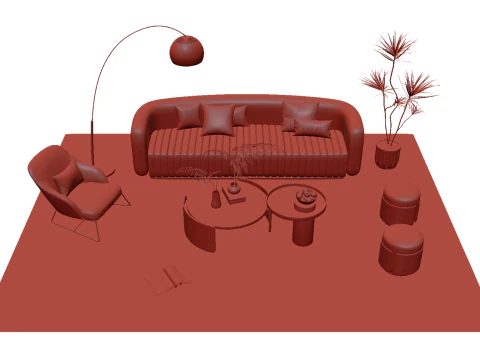 Conjunto de sof&aacute; de tecido 12 Modelo 3D