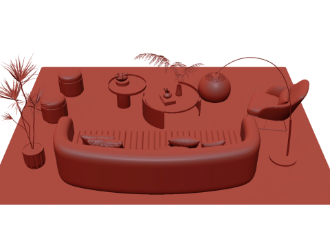 Fabric sofa set 12 3D Model