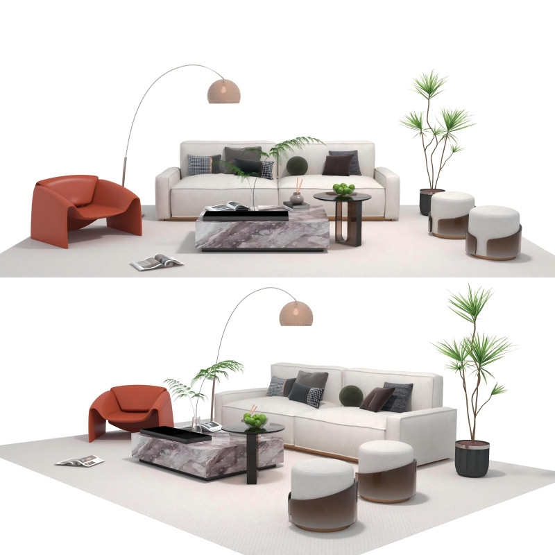 Fabric sofa set 13 3D Model .c4d .max .obj .3ds .fbx .stl .blend 