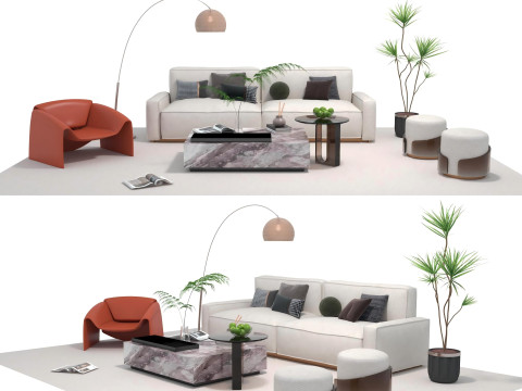 Fabric sofa set 13 3D Model