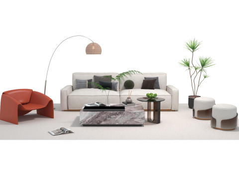 Fabric sofa set 13 3D Model