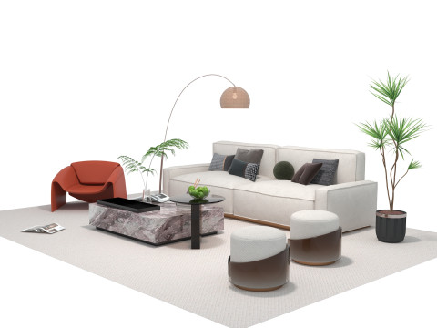 Fabric sofa set 13 3D Model