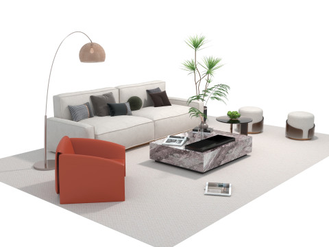 Fabric sofa set 13 3D Model