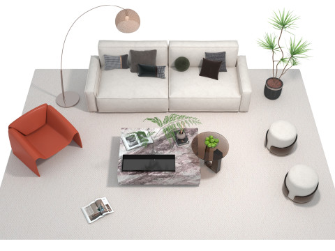 Fabric sofa set 13 3D Model