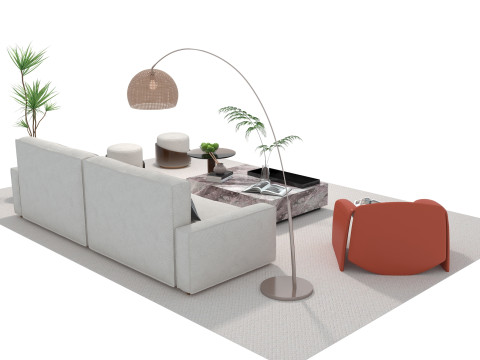 Fabric sofa set 13 3D Model