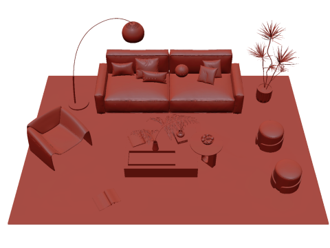 Fabric sofa set 13 3D Model