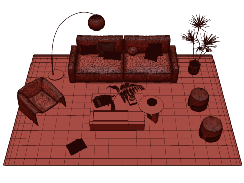 Fabric sofa set 13 3D Model