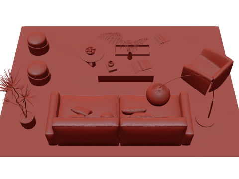 Fabric sofa set 13 3D Model